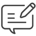 Icon of a speech bubble with a pencil, representing writing or editing.